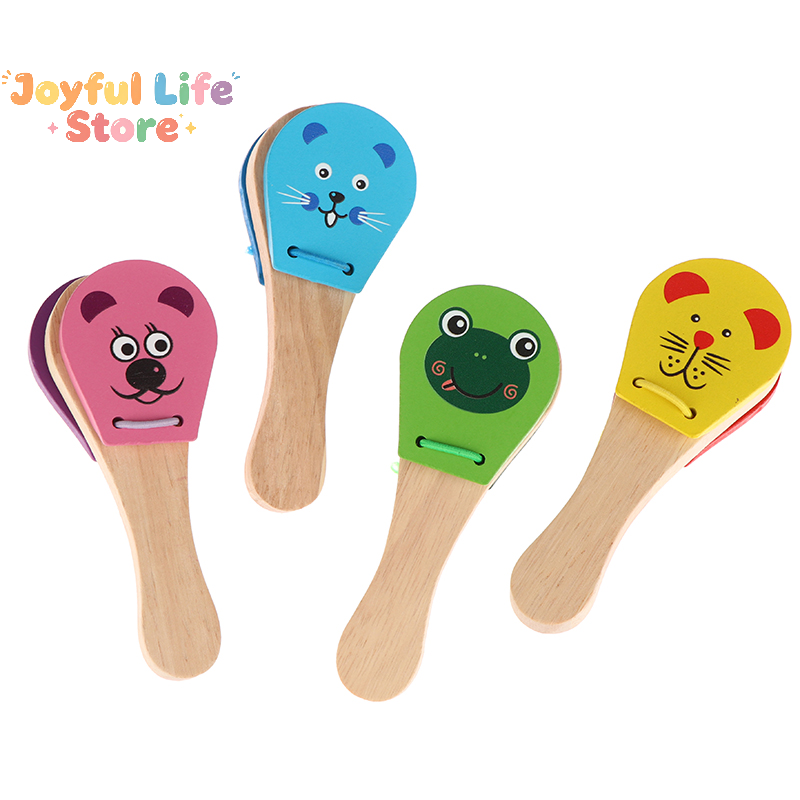 Kids Education Bell - Kinderen Cartoon Houten Castagnetten Vijf-stud Rammelaar