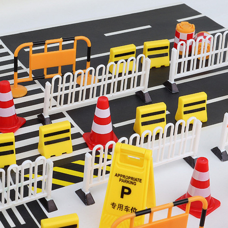 Kids Home Education - Miniatuur verkeersborden en wegversperring speelset, simulatie