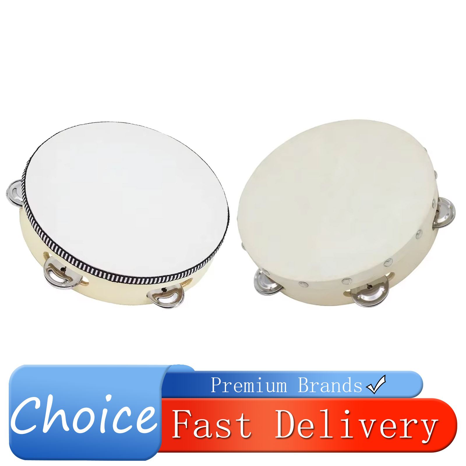 Kids Education Bell - 8-inch tamboerijntrommel, handbediende beltrommels, houten tamboerijn
