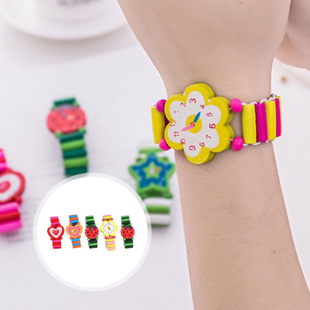 5 stuks houten kinderhorloges, - Educational Cartoon For Kids recensie en prijs